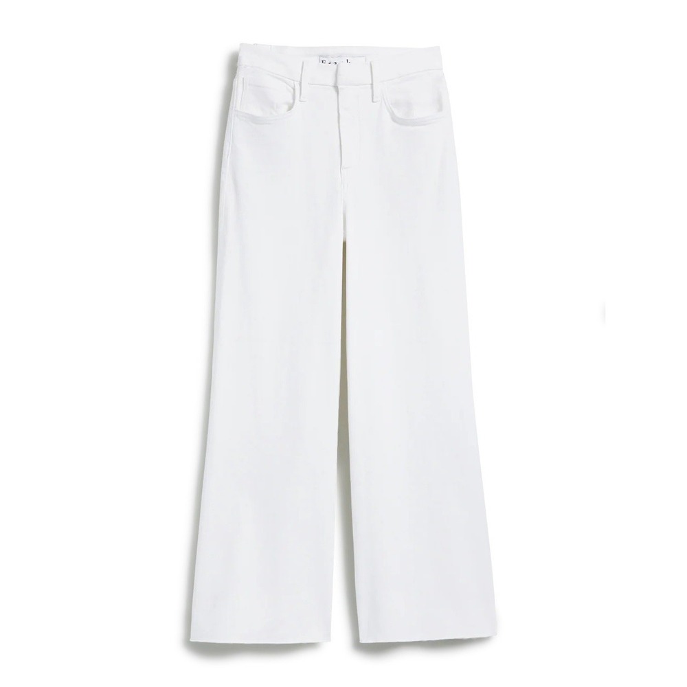 Frank And Eileen Galway Wide Leg Jeans Women's 26 White Denim Cropped Frayed Hem - Picture 2 of 16